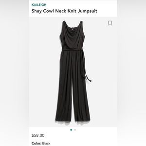 Kaileigh Black Cowl Neck Knit Jumpsuit